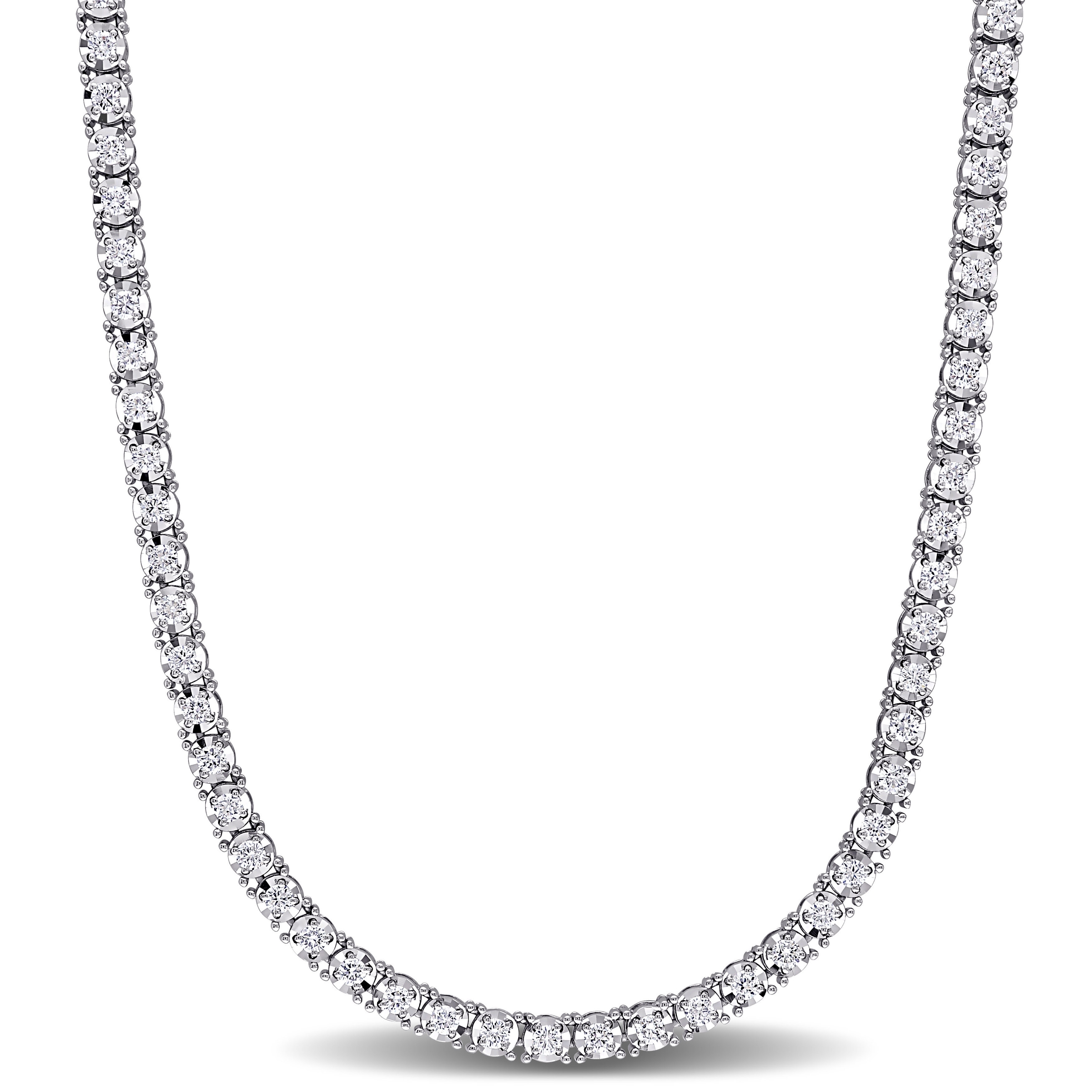 Miadora 14k White Gold 7 1/10ct TDW Diamond Tennis Necklace