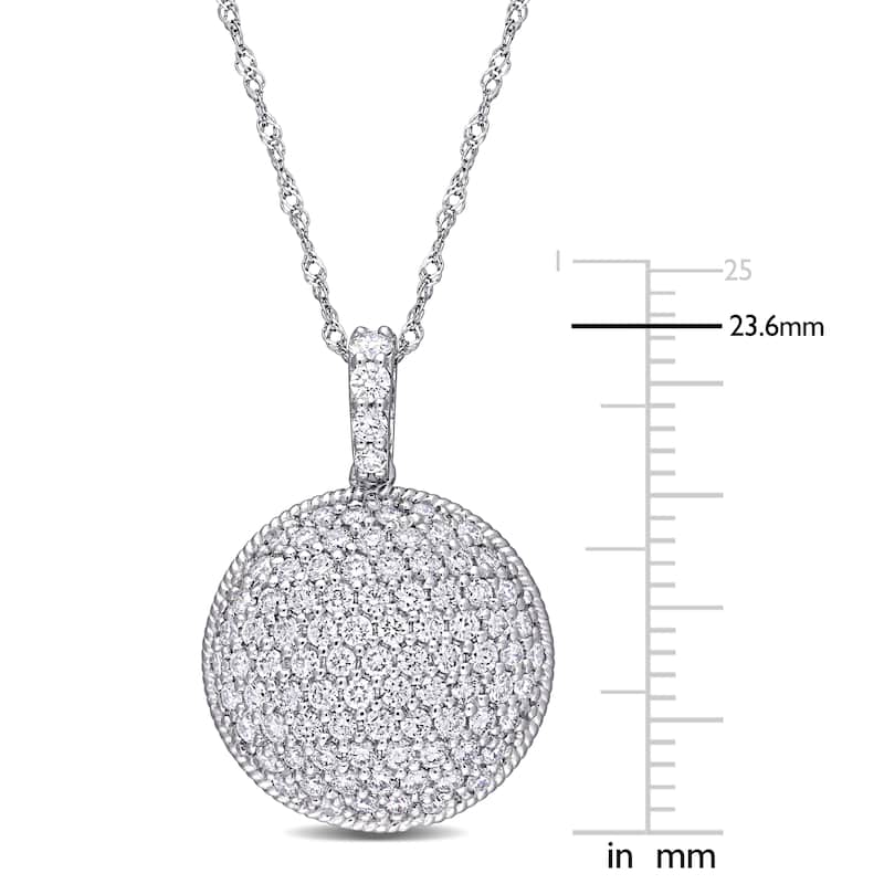 Miadora 14k White Gold 1 1/8ct TDW Diamond Circle Clustered Drop Necklace