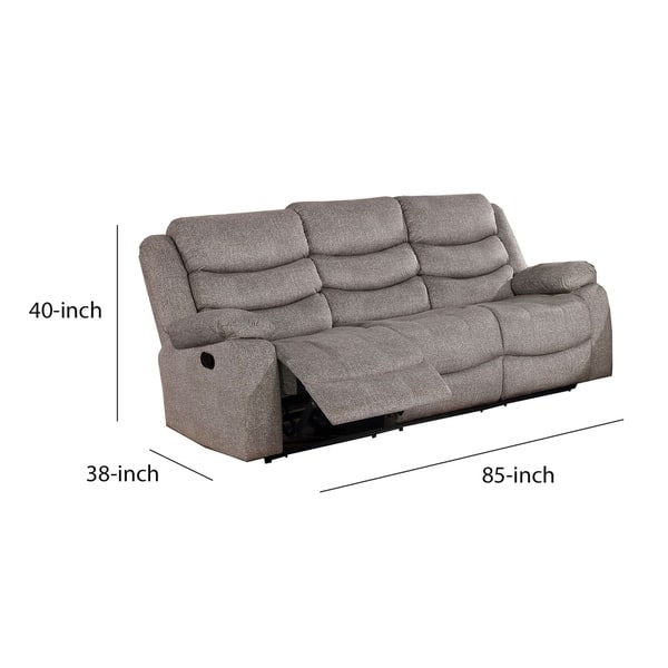 Transitional Style Fabric Upholstered Wooden Sofa with 2 Recliners