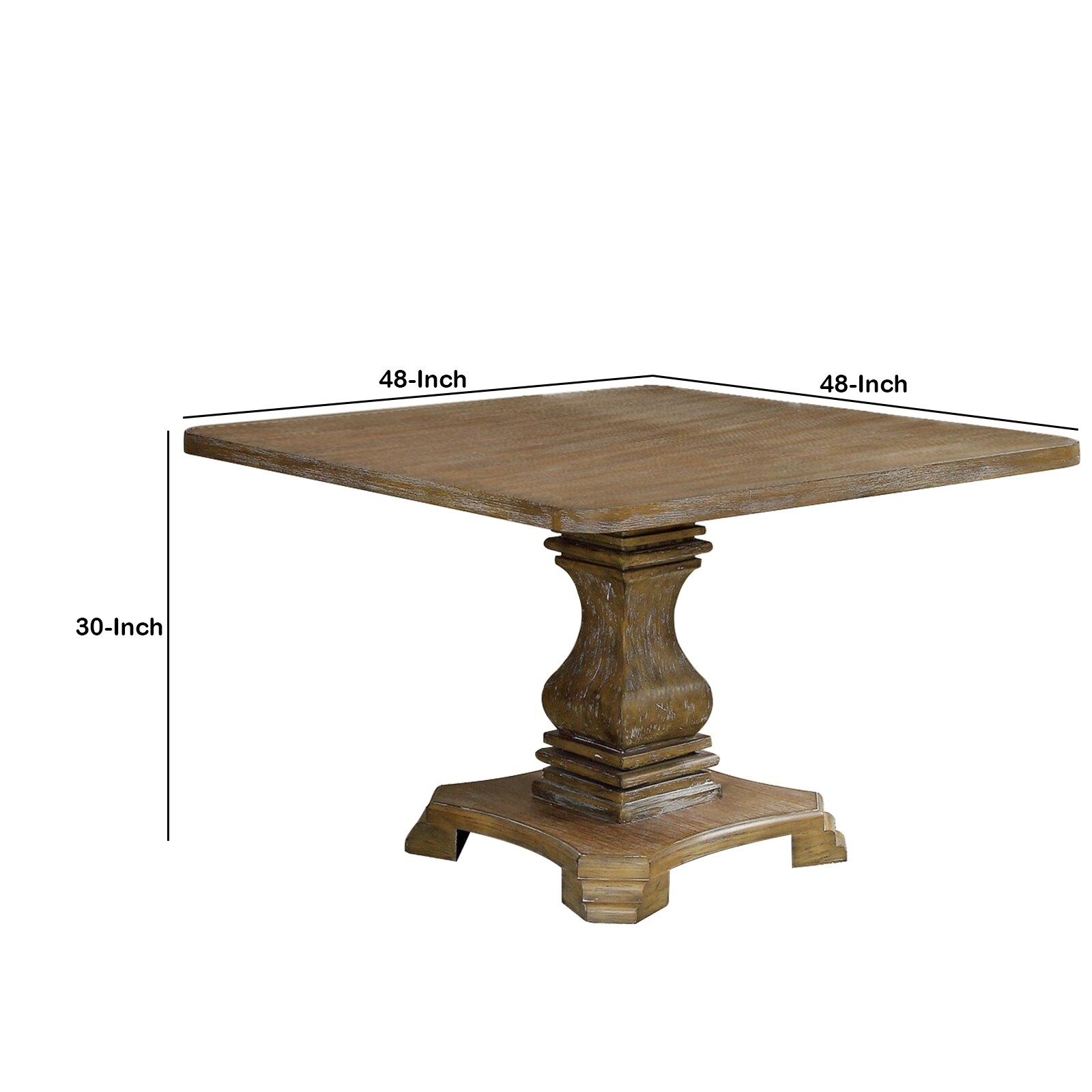Traditional Style Wooden Square Top Dining Table With Traditional Style Wooden Square