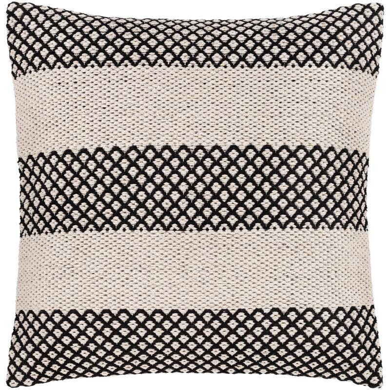 Livabliss Renna Farmhouse Black/ Ivory Striped 20-inch Throw Pillow