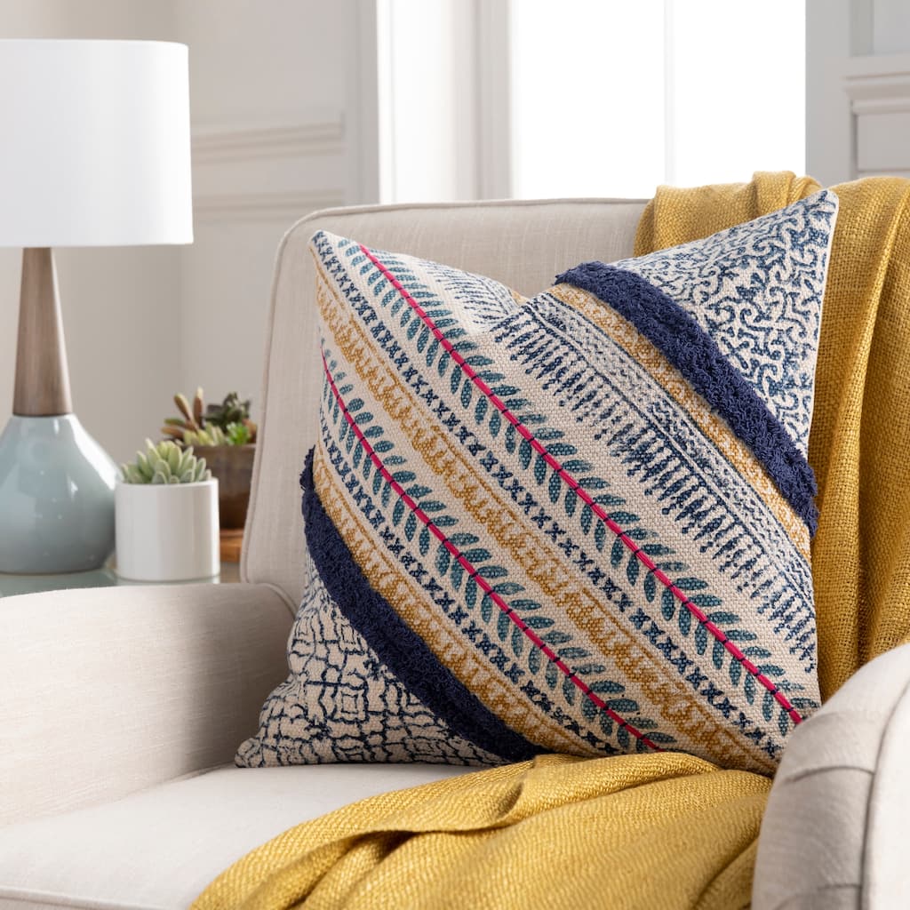 Livabliss Apala Striped Block Print Throw Pillow