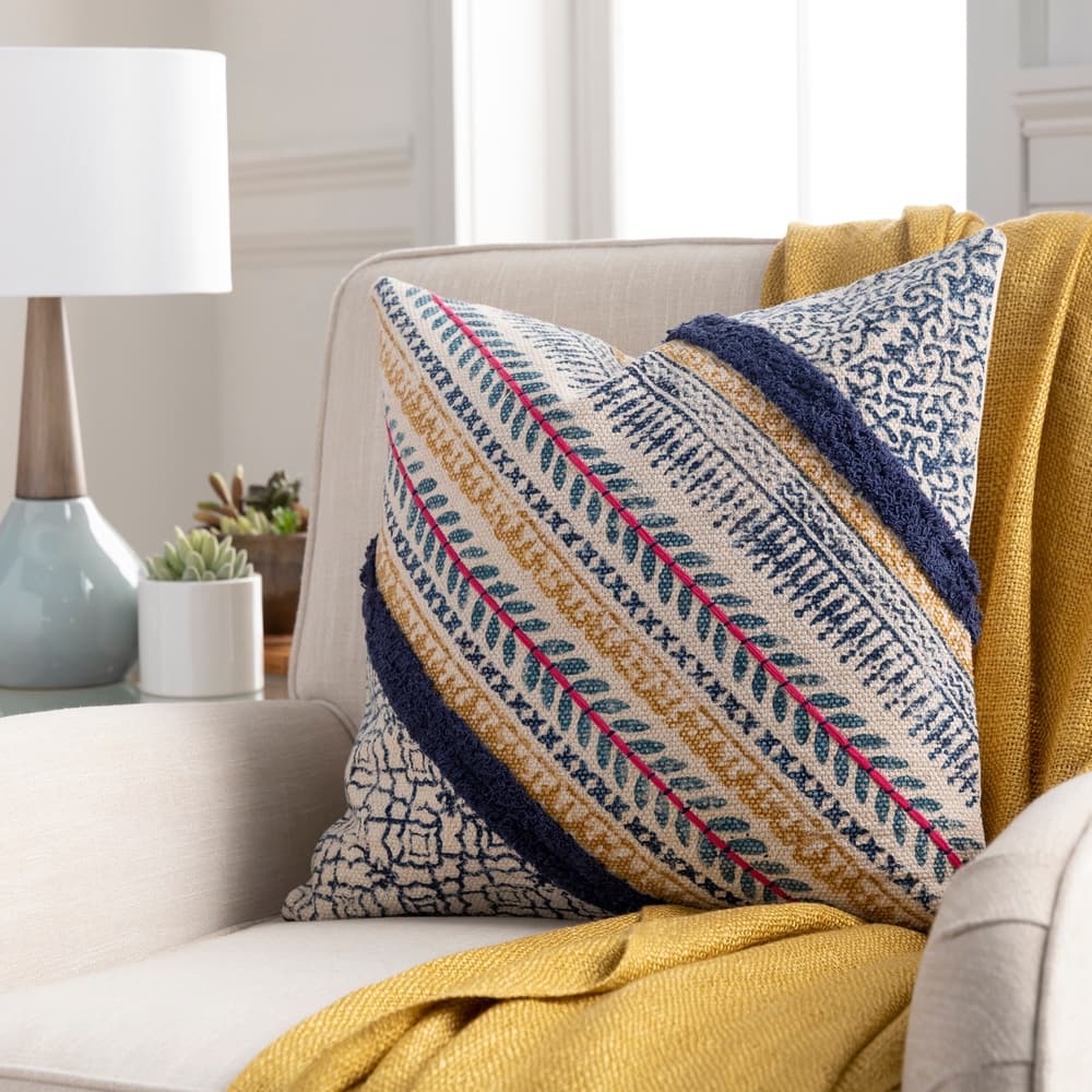 Livabliss Apala Striped Block Print Throw Pillow