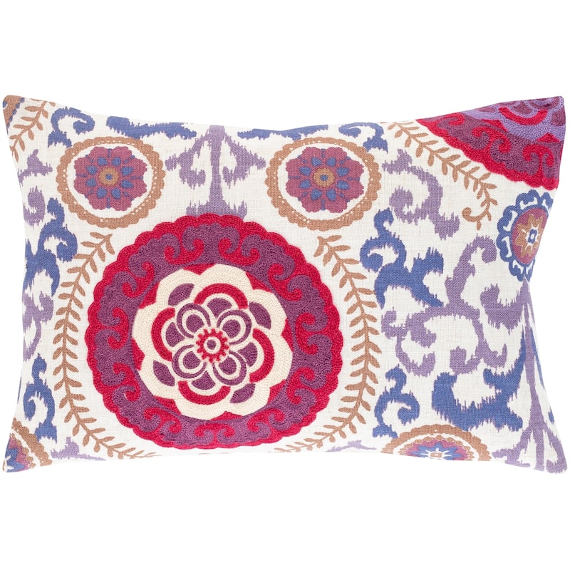 Artistic Weavers Tiro Embroidered Mandala 14x20-inch Lumbar Throw Pillow - Feather Down - Pink