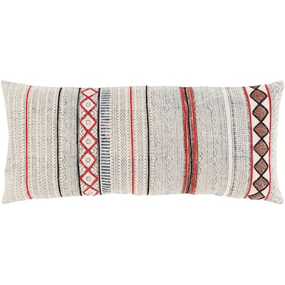 Livabliss Zillah Ivory Block Print 14x32-inch Lumbar Throw Pillow