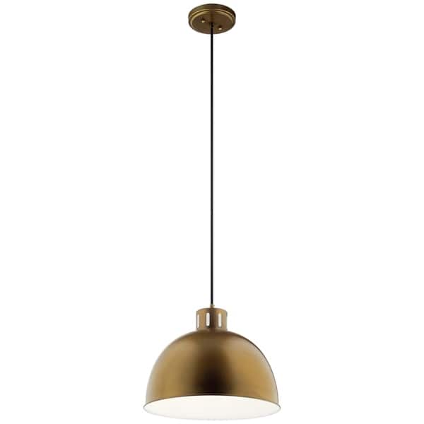 slide 2 of 4, Kichler Lighting Zailey Collection 1-Light Pendant Natural Brass