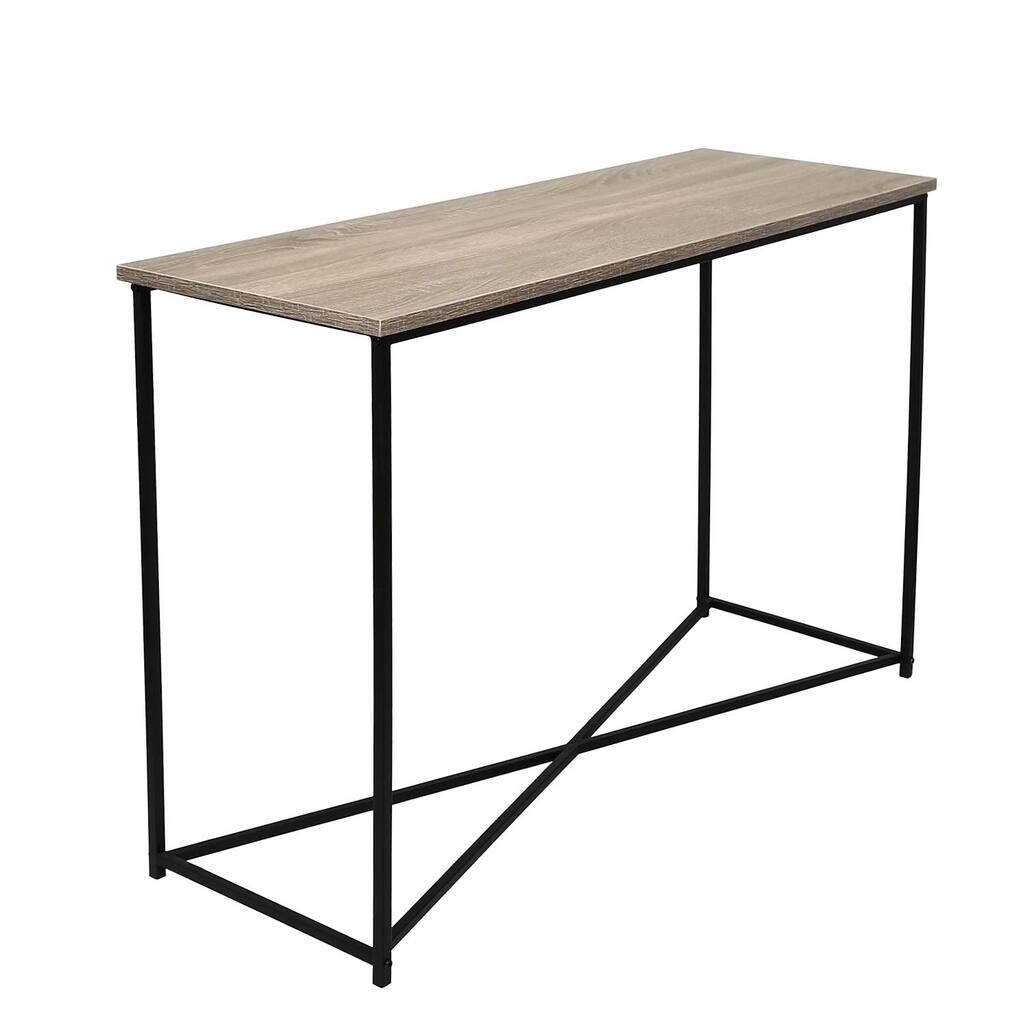 Adeco Crossed Legs Metal Frame Brown Entryway Console Table