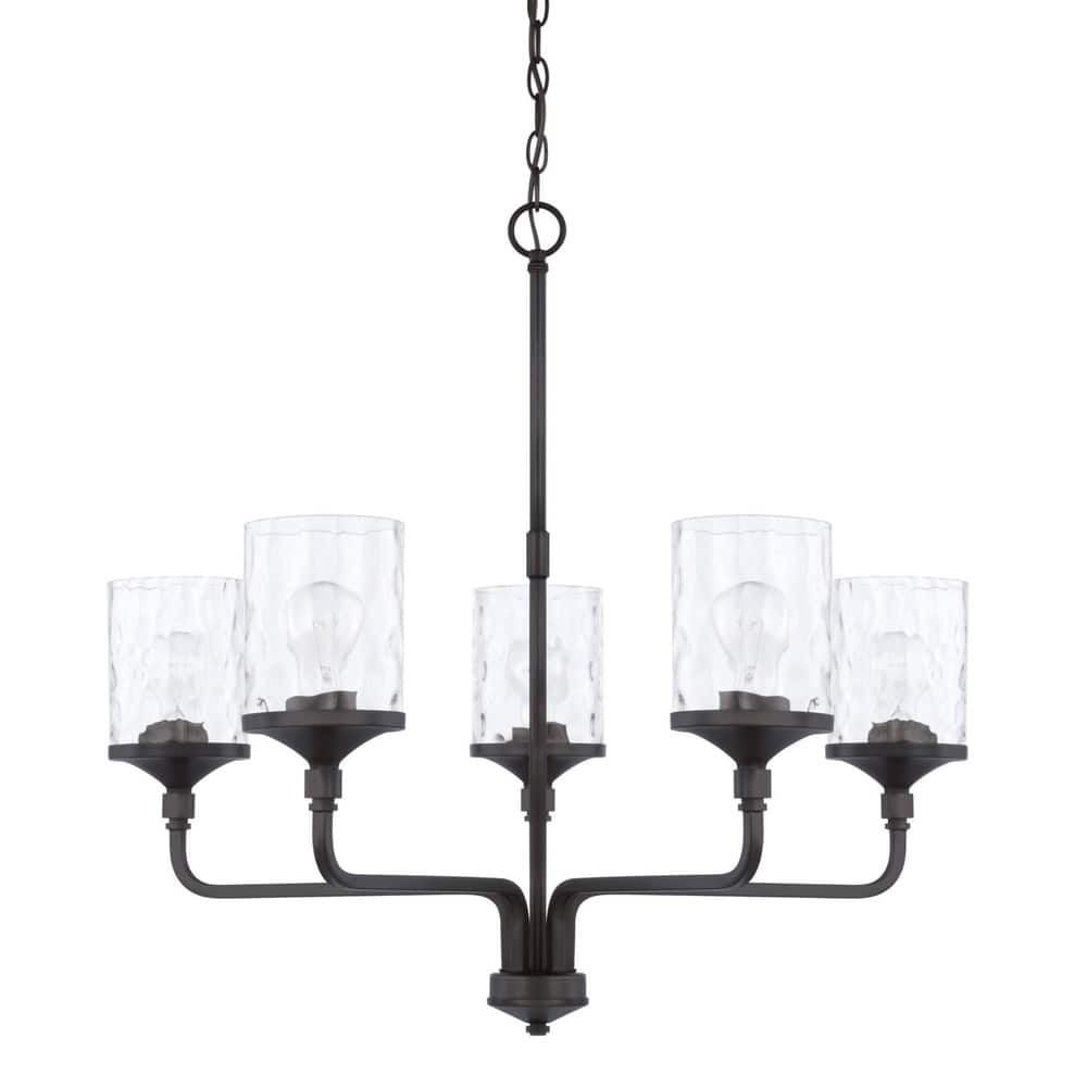 Colton Mid-century Modern Water Glass/ Metal 5-light Chandelier