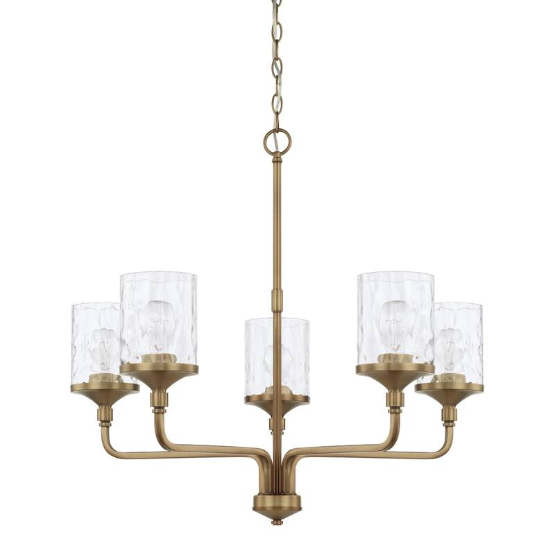 Colton Mid-century Modern Water Glass/ Metal 5-light Chandelier