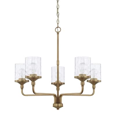 Colton Mid-century Modern Water Glass/ Metal 5-light Chandelier