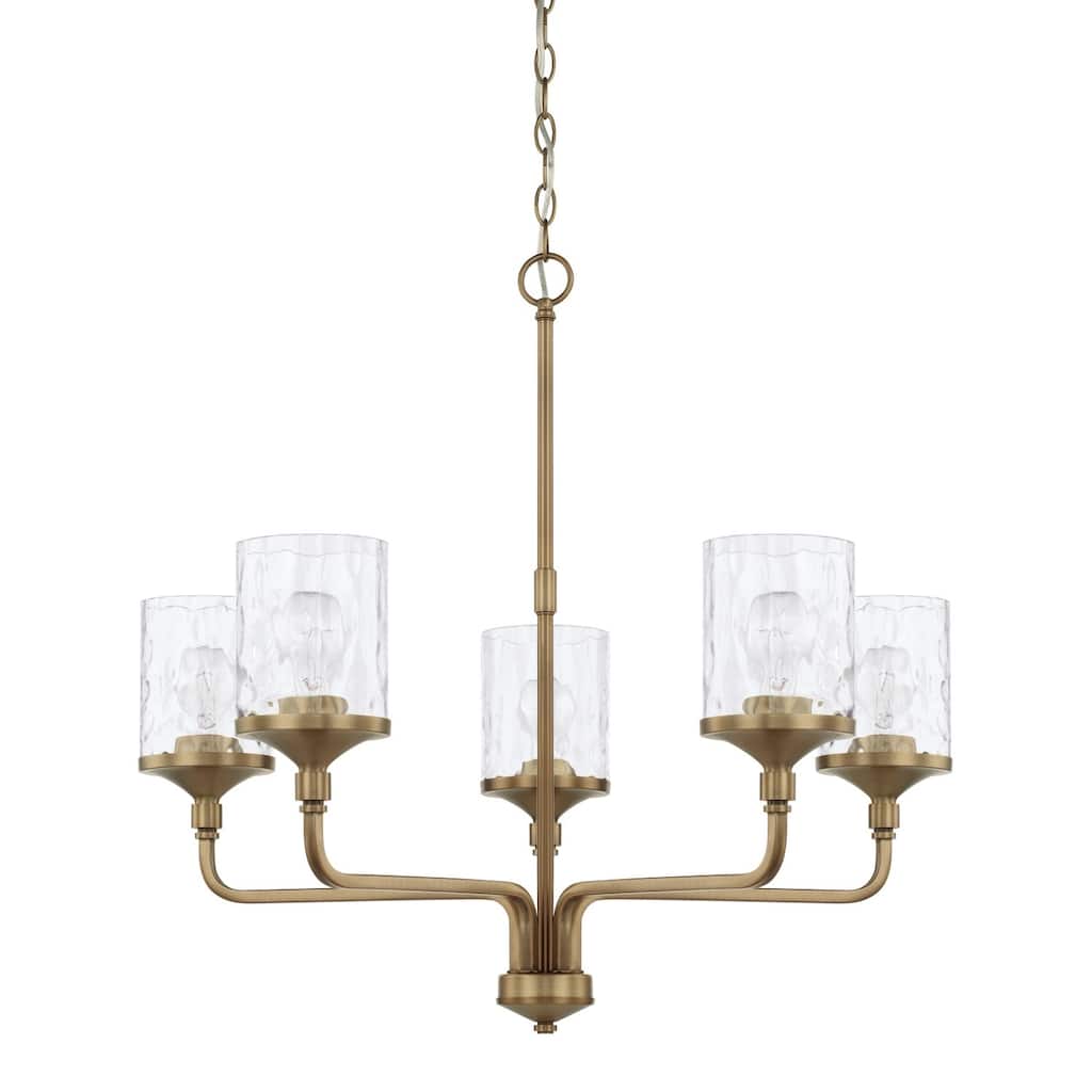 Colton Mid-century Modern Water Glass/ Metal 5-light Chandelier