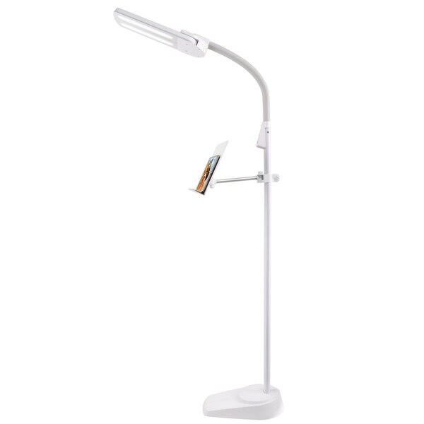 OttLite Dual Shade LED Floor Lamp with USB Charging Station 