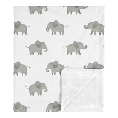 Elephant Collection Boy or Girl Baby Receiving Security Swaddle Blanket - Gray White Watercolor Safari Grey