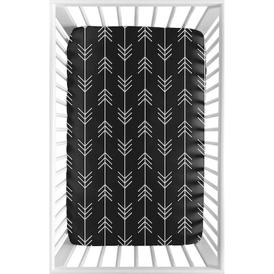 Woodland Arrow Collection Baby Boy Fitted Mini Portable Crib Sheet - Black and White Rustic Country Lumberjack