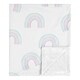 preview thumbnail 1 of 3, Pastel Rainbow Collection Girl Baby Receiving Security Swaddle Blanket - Blush Pink Purple Teal Blue White