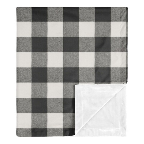 Buffalo Plaid Collection Boy or Girl Baby Receiving Security Swaddle Blanket - Black and White Check Rustic Woodland Flannel