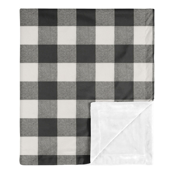 slide 2 of 5, Buffalo Plaid Collection Boy or Girl Baby Receiving Security Swaddle Blanket - Black and White Check Rustic Woodland Flannel