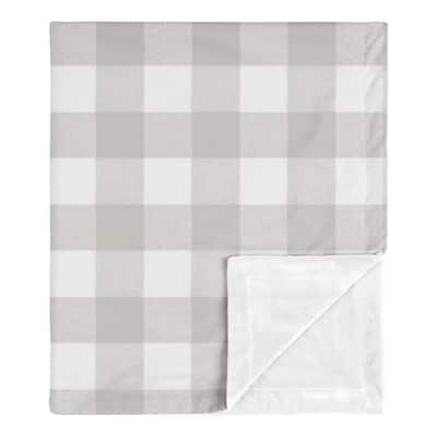 Grey Plaid Baby Receiving Security Swaddle Blanket - Rustic Woodland Buffalo Check Flannel Country Lumberjack