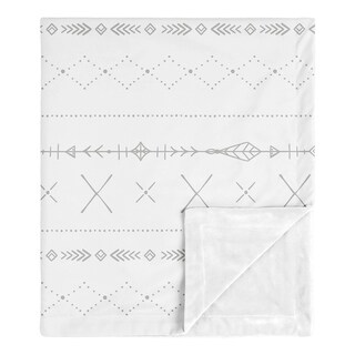 Grey Boho Boy Girl Baby Receiving Security Swaddle Blanket - Gray White Woodland Forest Tribal Arrow Unisex