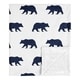 preview thumbnail 1 of 3, Woodland Bear Collection Boy Baby Receiving Security Swaddle Blanket - Navy Blue and White