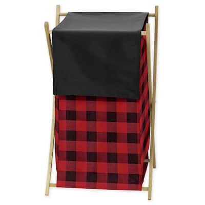Woodland Buffalo Plaid Collection Laundry Hamper - Red and Black Rustic Country Lumberjack