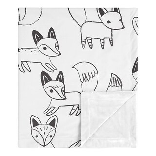 Fox Collection Boy or Girl Baby Receiving Security Swaddle Blanket - Black and White