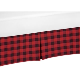 Woodland Buffalo Plaid Collection Boy Crib Bed Skirt - Red and Black Rustic Country Lumberjack