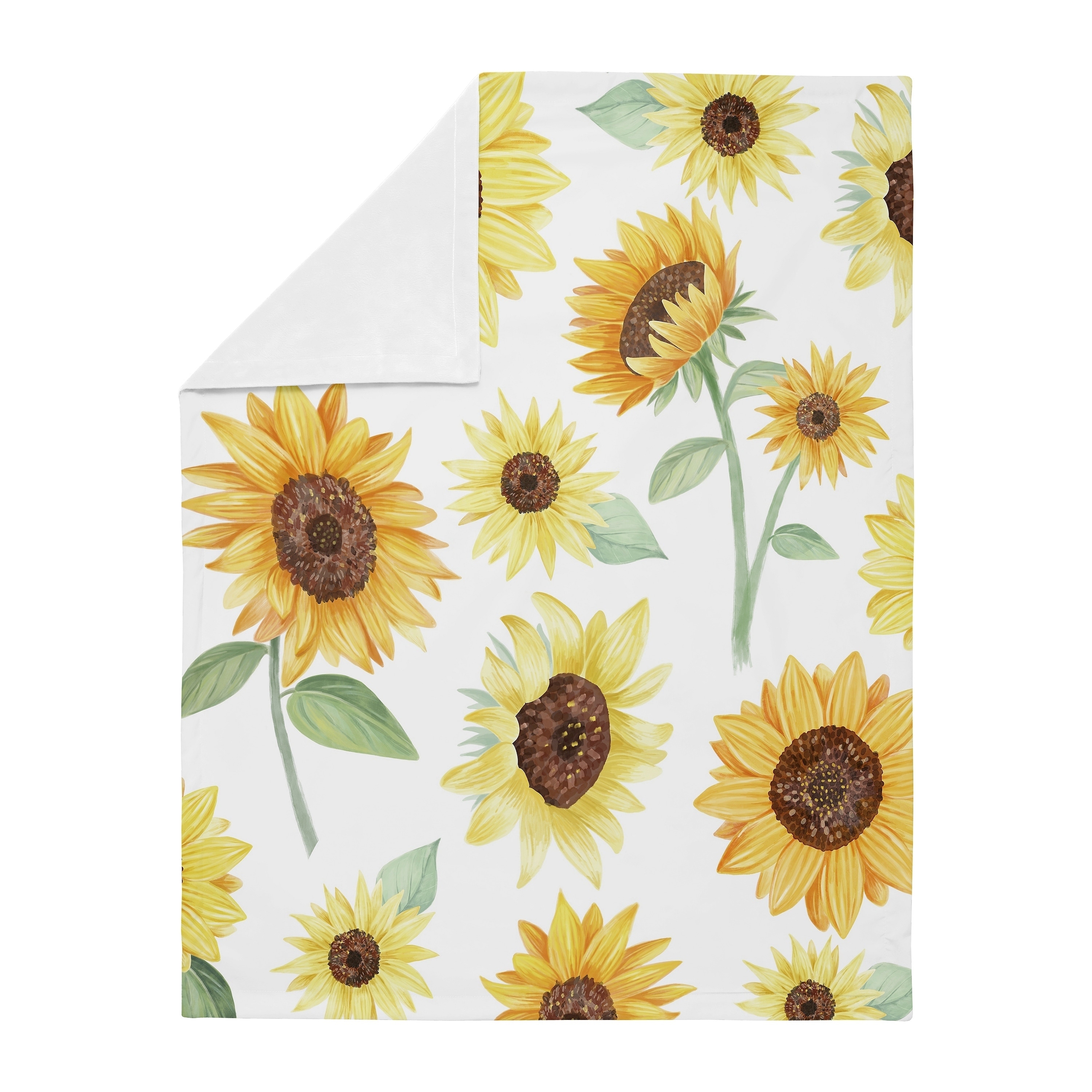 Sunflower Girl Baby Receiving Security Swaddle Blanket - Yellow Green White  Farmhouse Watercolor Flower - Overstock - 30757304