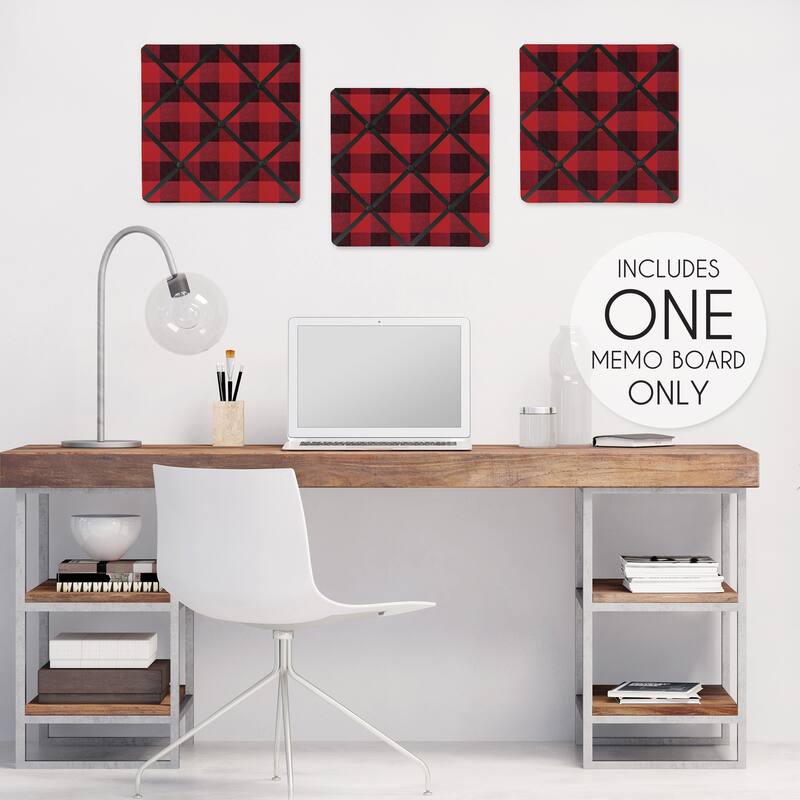 Woodland Buffalo Plaid Collection 13-inch Fabric Memory Photo Bulletin Board - Red and Black Rustic Country Lumberjack