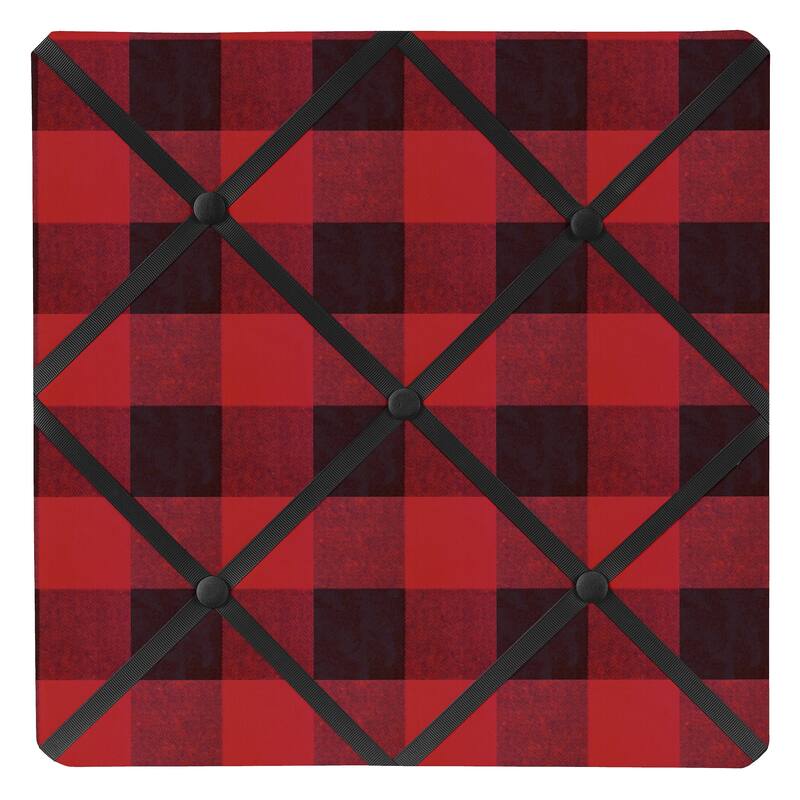 Woodland Buffalo Plaid Collection 13-inch Fabric Memory Photo Bulletin Board - Red and Black Rustic Country Lumberjack