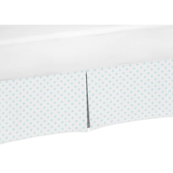 Blue and White Polka Dot Girl Queen Bed Skirt - Watercolor Floral ...
