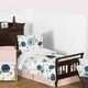 preview thumbnail 1 of 3, Navy Blue and Pink Watercolor Floral Girl 5pc Toddler Comforter Set - Blush Green White Shabby Chic Flower