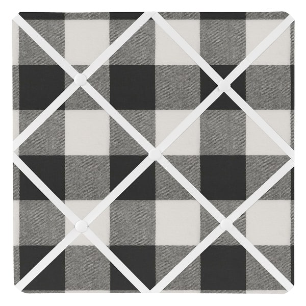 slide 2 of 2, Buffalo Plaid Collection 13-inch Fabric Memory Photo Bulletin Board - Black and White Check Rustic Woodland Flannel