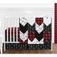 preview thumbnail 1 of 3, Woodland Buffalo Plaid Collection Boy 4pc Nursery Crib Bedding Set - Red and Black Rustic Country Deer Lumberjack Arrow