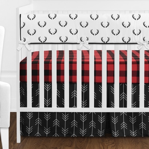 red and black buffalo plaid crib skirt