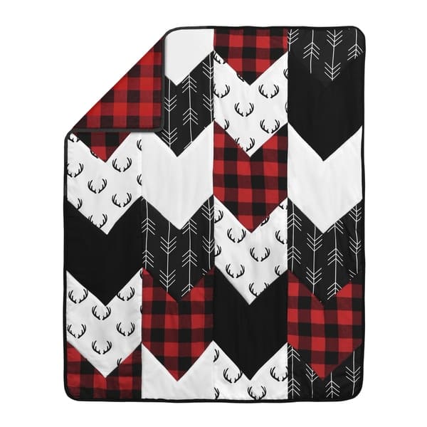 Woodland Buffalo Plaid Collection Boy 5pc Nursery Crib Bedding Set Red And Black Rustic Country Deer Lumberjack Arrow Overstock 30757348