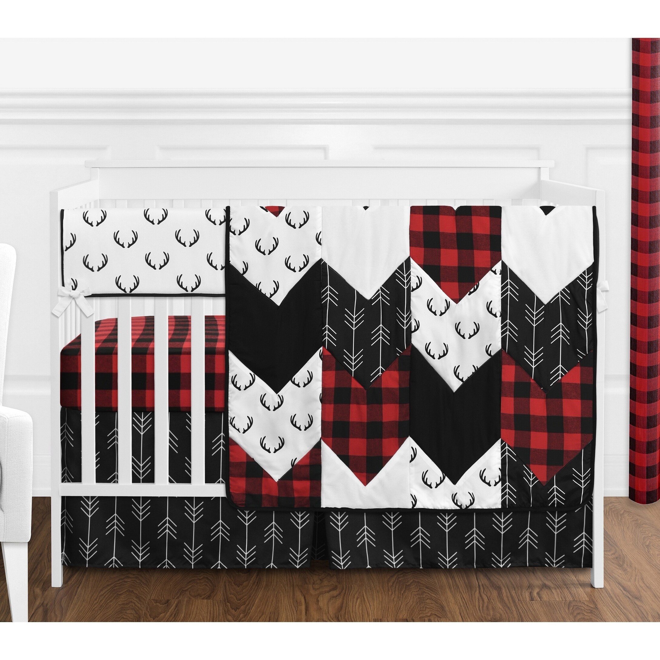 red and black crib bedding