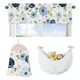preview thumbnail 6 of 4, Navy Blue Pink Watercolor Floral Girl 11pc Nursery Crib Bedding Set - Blush Green White Shabby Chic Flower