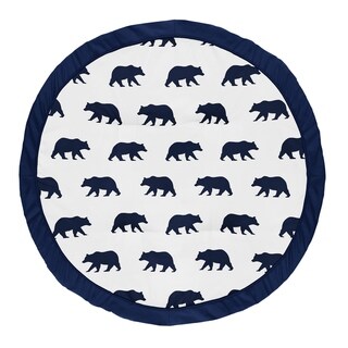 Woodland Bear Collection Boy Baby Tummy Time Playmat - Navy Blue and White