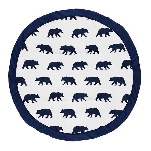 slide 2 of 2, Woodland Bear Collection Boy Baby Tummy Time Playmat - Navy Blue and White