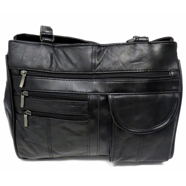 black leather tote purse