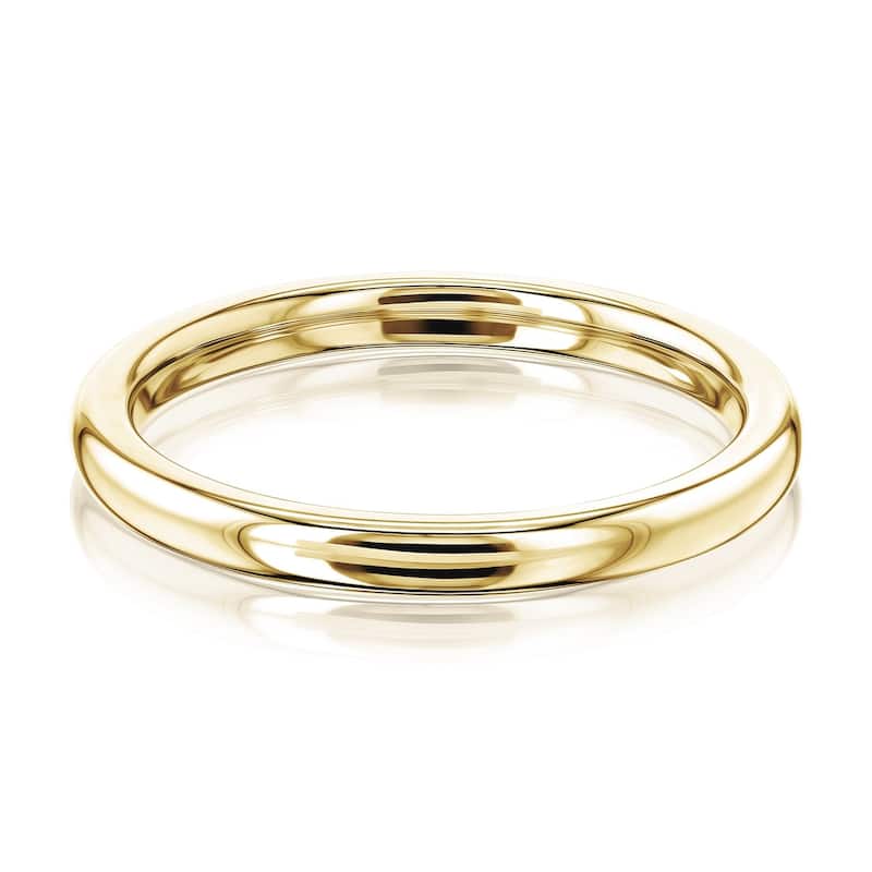 Kobelli 14k Solid Gold Plain 2mm Women's Comfort Fit Nara Wedding Ring (High Polished)