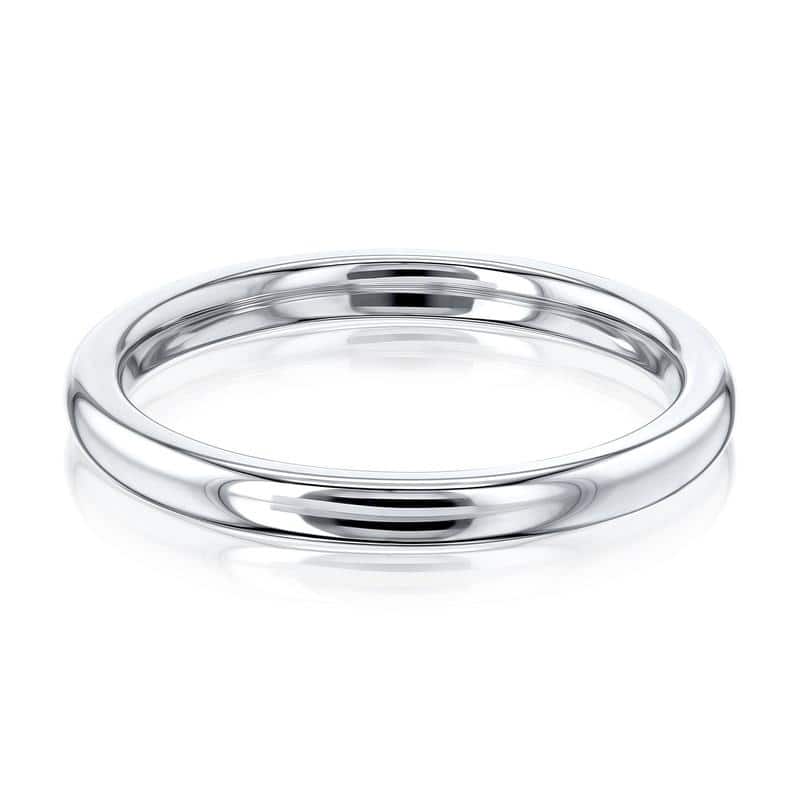Kobelli 14k Solid Gold Plain 2mm Women's Comfort Fit Nara Wedding Ring (High Polished) - 7.5 - White