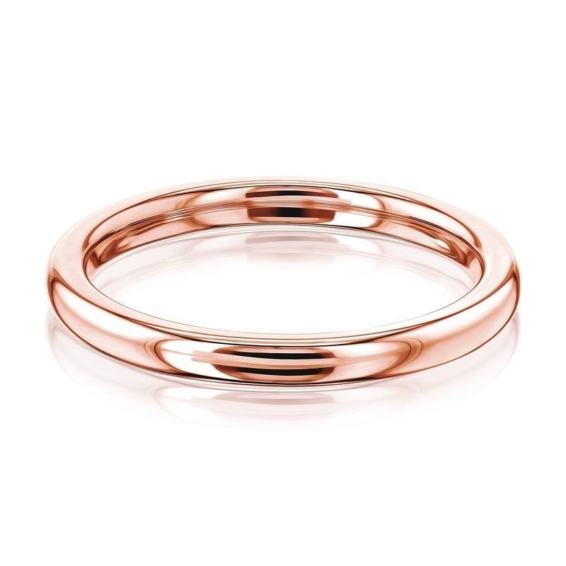 Kobelli 14k Solid Gold Plain 2mm Women's Comfort Fit Nara Wedding Ring (High Polished) - 4 - Rose