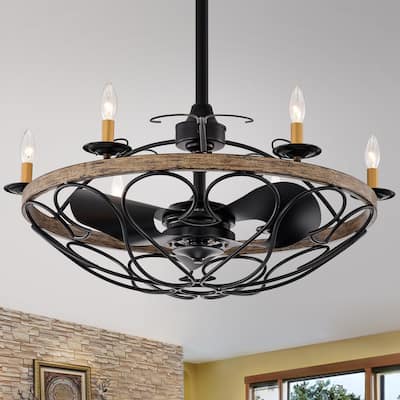 Copper Grove Vithan Matte Black 6-light Lighted Ceiling Fan