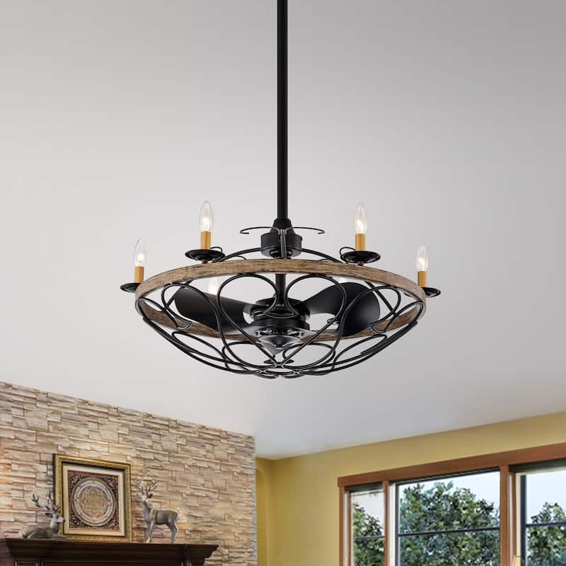 Copper Grove Vithan Matte Black 6-light Lighted Ceiling Fan