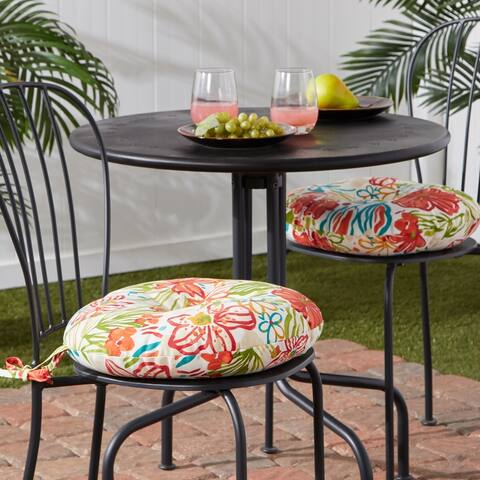 Breeze Floral Outdoor 15-inch Bistro Chair Cushion (Set of 2)