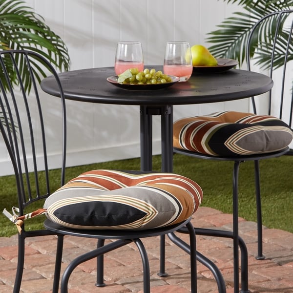 Brick Stripe Outdoor 15 inch Bistro Chair Cushion Set of 2 On