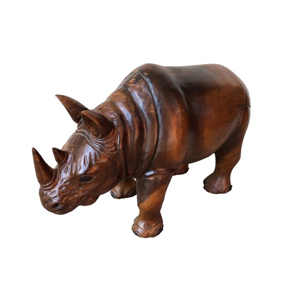 wooden rhino statue