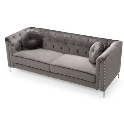 Pompano Velvet Button Tufted Sofa